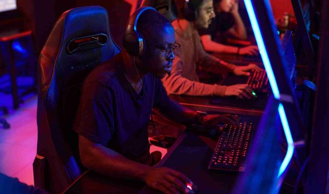Cybersports gamers playing online games